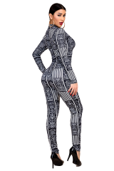 Panda Abstract Bodycon Jumpsuit-Romper